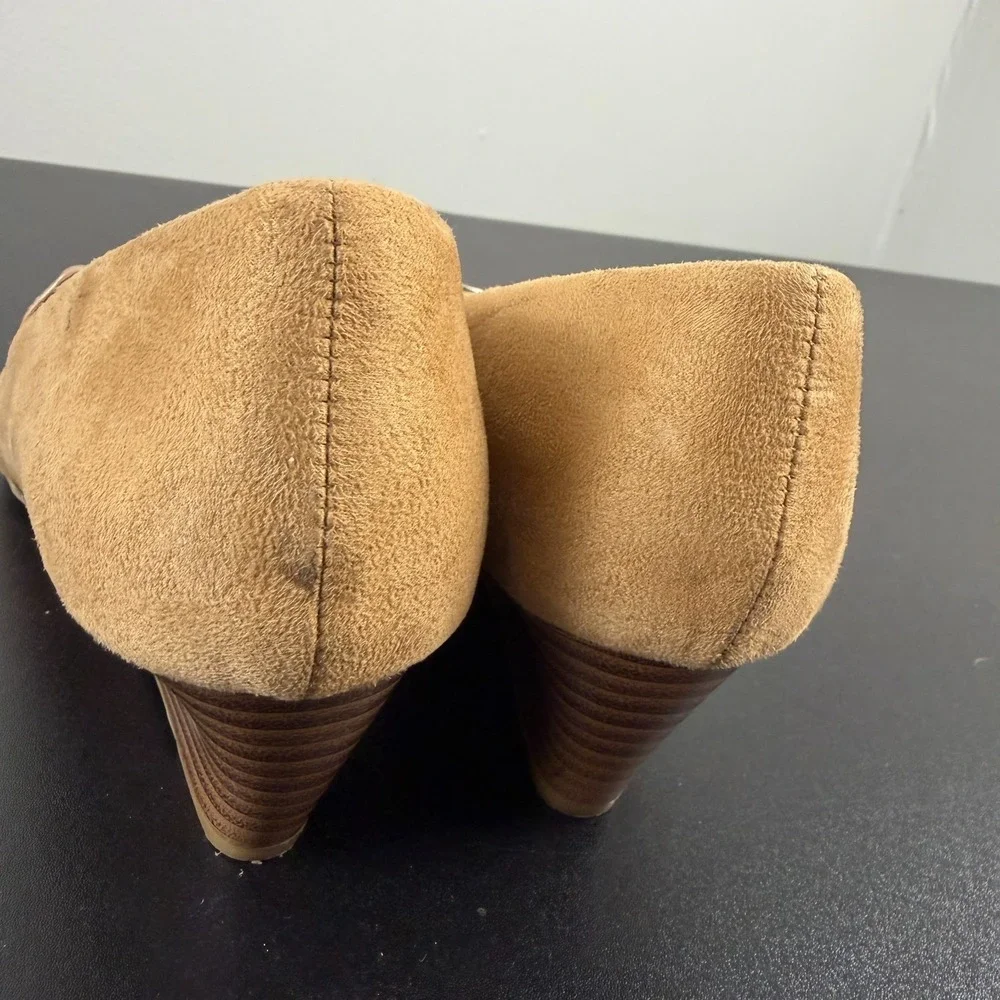 Dexflex Comfort Wedge Heels Womens 6.5 Brown Suede Slip On Career Casual Dressy